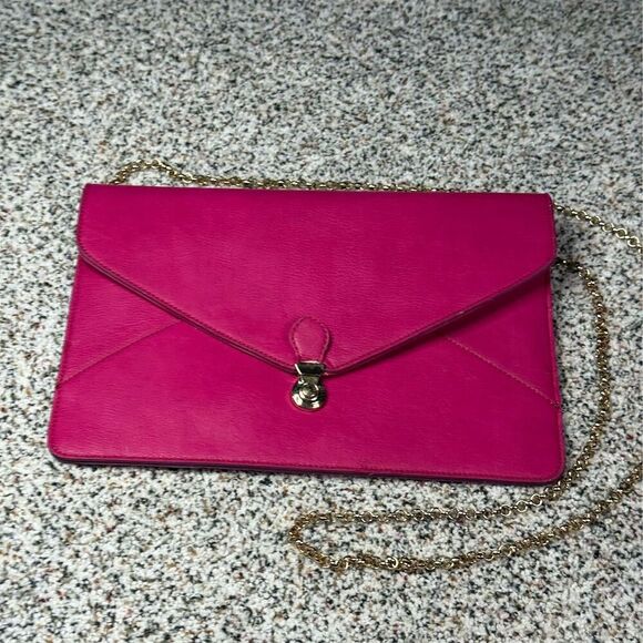 Street Level Fuchsia Pink Clutch Bag with Gold Chain Strap - Picture 1 of 10